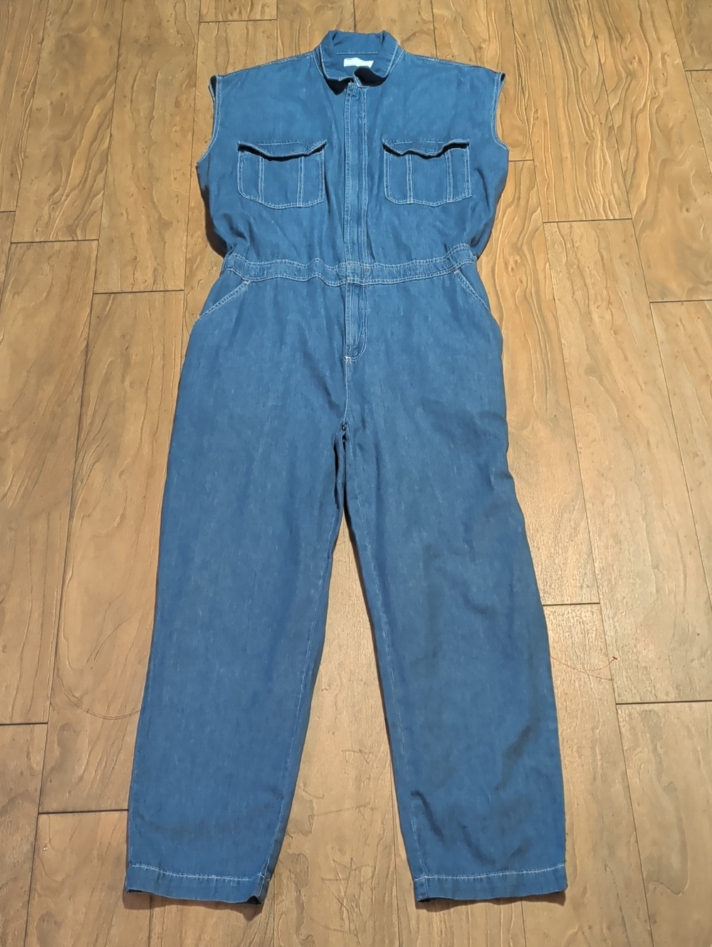 ASOS Sleeveless Denim Jumpsuit in Blue